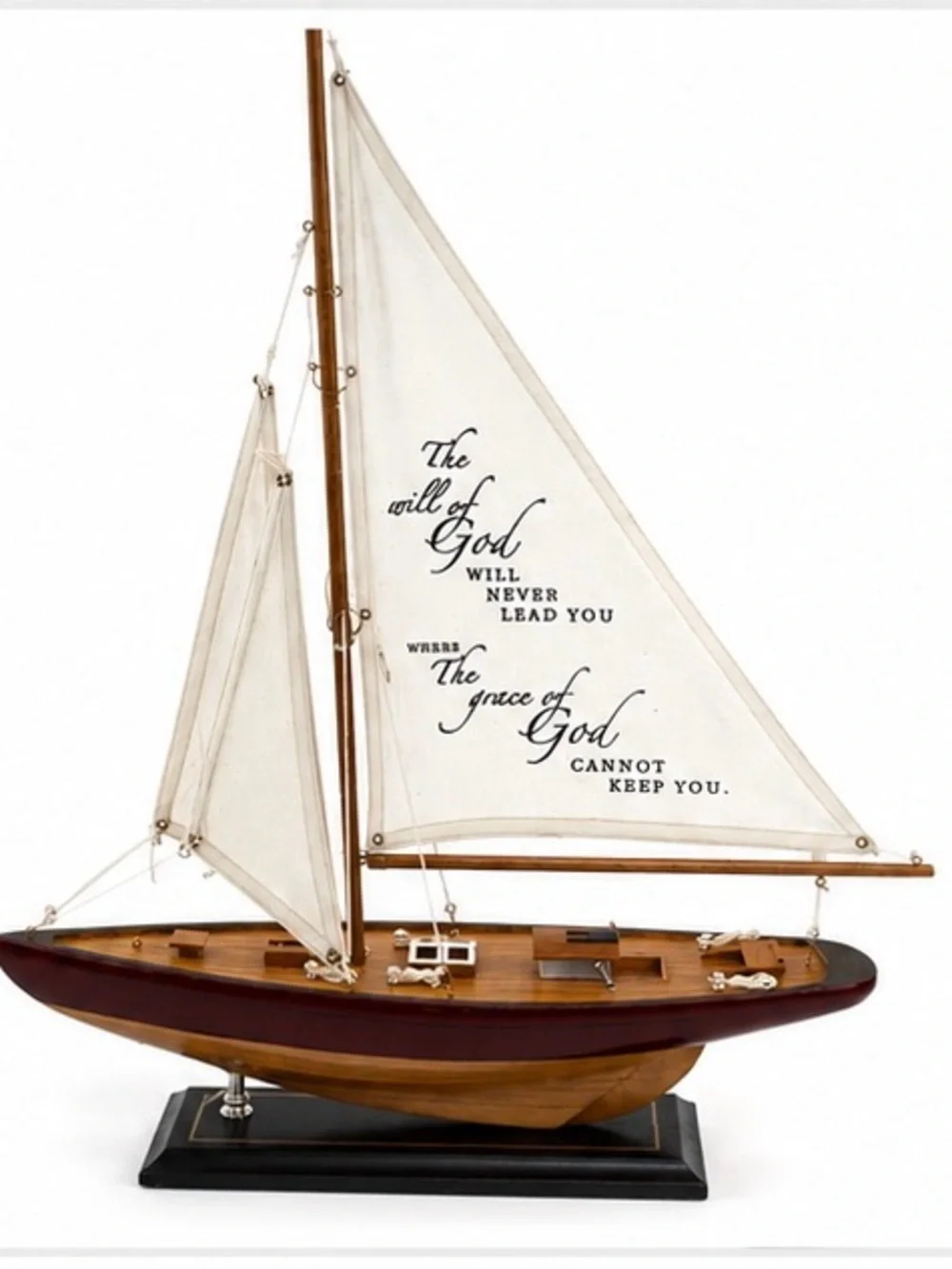 Inspirational Wooden Sailboat Model “The Will of God” Schooner Ship 17”L 15”H